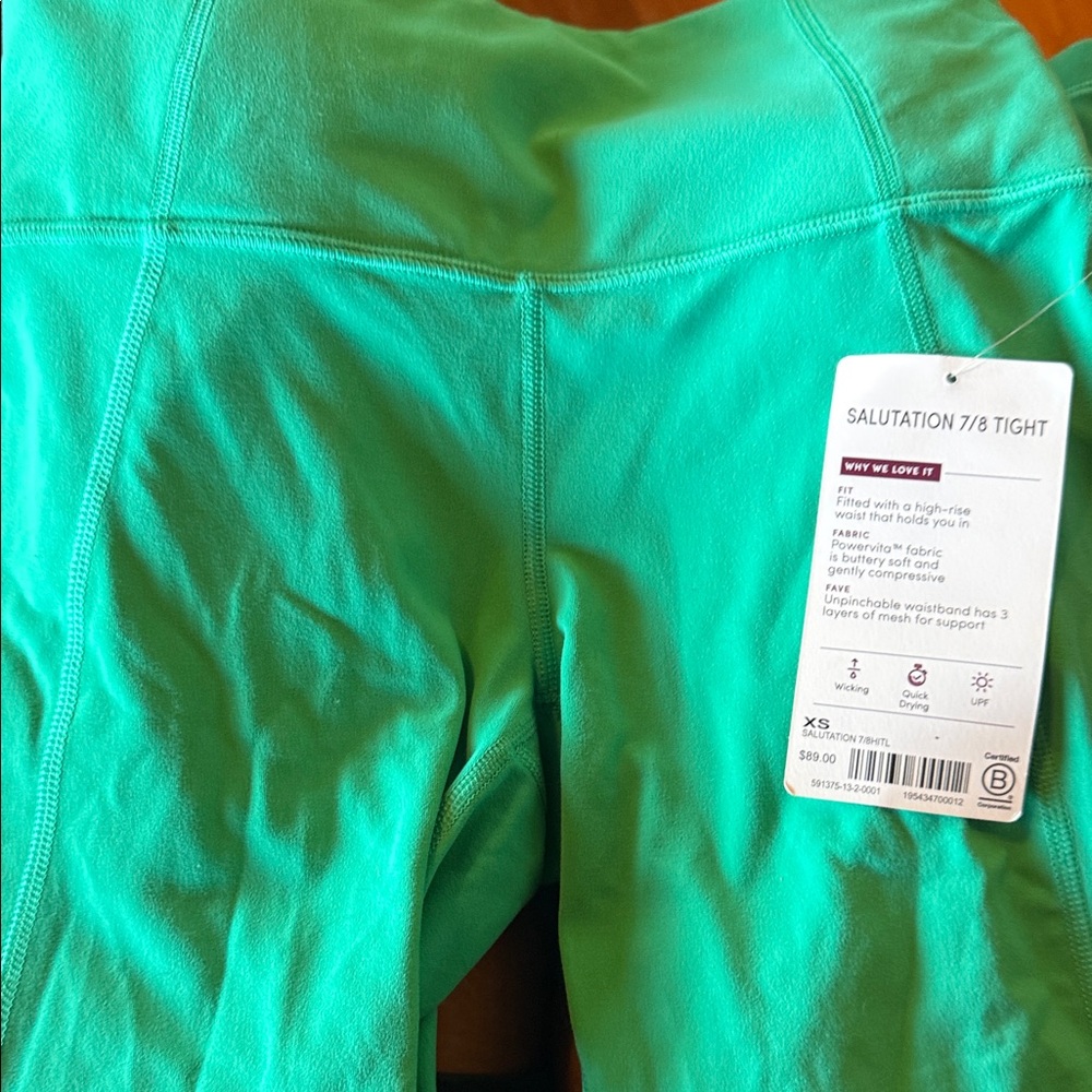 Athleta Bright Green Salutation 7/8 Tights